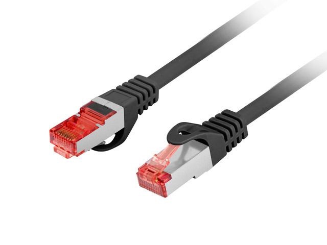 Lanberg PCF6-10CU-0025-BK Cat.6 F/UTP AWG26 LSZH árnyékolt fekete patch kábel 0,25m
