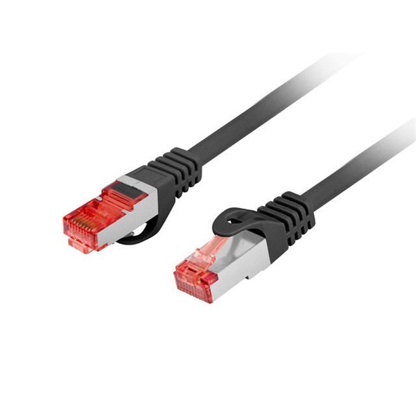 Lanberg PCF6-10CU-0200-BK Cat.6 F/UTP AWG26 LSZH árnyékolt fekete patch kábel 2m