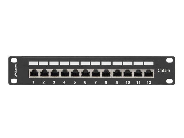 Lanberg PPF5-9012-B 10" 1U 12port Cat.5e FTP árnyékolt fekete patch panel