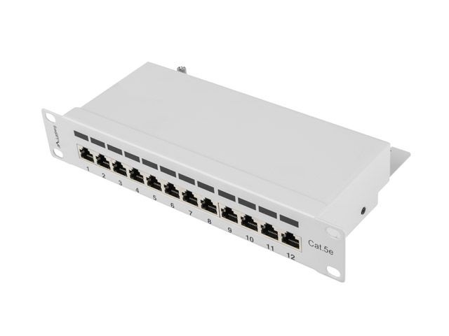 Lanberg PPF5-9012-S 10" 1U 12port Cat.5e FTP árnyékolt szürke patch panel