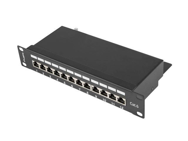 Lanberg PPF6-9012-B 10" 1U 12port Cat.6 FTP árnyékolt fekete patch panel