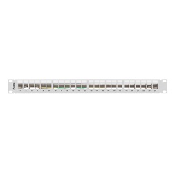 Lanberg PPKS-0924-S 19"/1U moduláris üres szürke patch panel 24 db Keystone jack fogadására, kábeltartóval