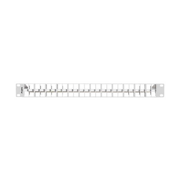 Lanberg PPKS-1248-S 19" 1U moduláris üres szürke patch panel 24 db  FTP Keystone jack fogadására, kábeltartóval