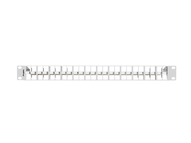 Lanberg PPKS-1248-S 19" 1U moduláris üres szürke patch panel 24 db  FTP Keystone jack fogadására, kábeltartóval
