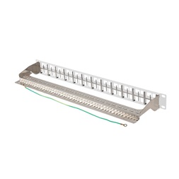 Lanberg PPKS-1248-S 19" 1U moduláris üres szürke patch panel 24 db  FTP Keystone jack fogadására, kábeltartóval