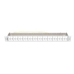 Lanberg PPKS-1248-S 19" 1U moduláris üres szürke patch panel 24 db  FTP Keystone jack fogadására, kábeltartóval