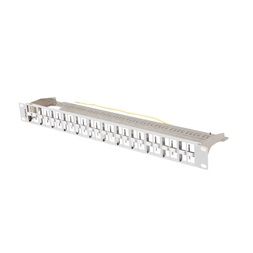 Lanberg PPKS-1248-S 19" 1U moduláris üres szürke patch panel 24 db  FTP Keystone jack fogadására, kábeltartóval