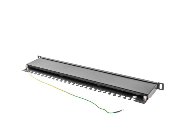 Lanberg PPS5-0024-B 19" 0,5U 24port Cat.5e FTP árnyékolt fekete patch panel