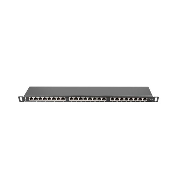 Lanberg PPS6-0024-B 19" 0,5U 24port Cat.6 FTP árnyékolt fekete patch panel