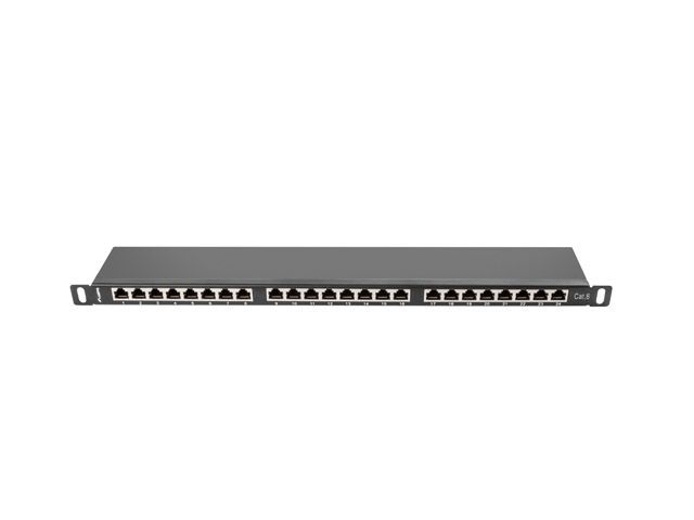 Lanberg PPS6-0024-B 19" 0,5U 24port Cat.6 FTP árnyékolt fekete patch panel