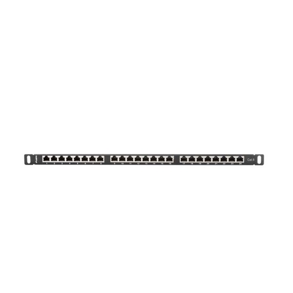 Lanberg PPS6-0024-B 19" 0,5U 24port Cat.6 FTP árnyékolt fekete patch panel