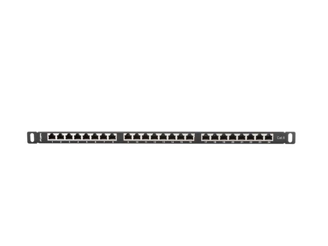Lanberg PPS6-0024-B 19" 0,5U 24port Cat.6 FTP árnyékolt fekete patch panel