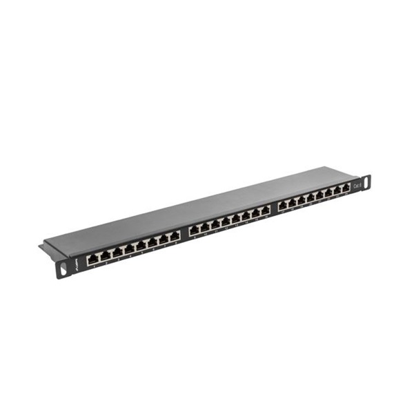 Lanberg PPS6-0024-B 19" 0,5U 24port Cat.6 FTP árnyékolt fekete patch panel