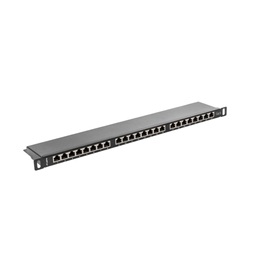 Lanberg PPS6-0024-B 19" 0,5U 24port Cat.6 FTP árnyékolt fekete patch panel