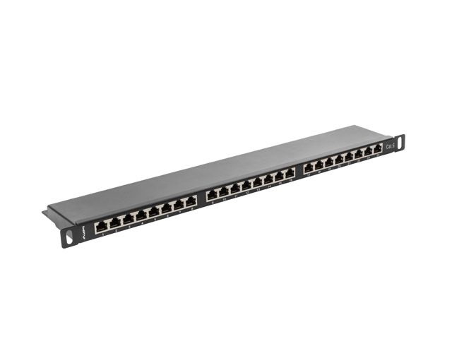 Lanberg PPS6-0024-B 19" 0,5U 24port Cat.6 FTP árnyékolt fekete patch panel