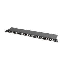 Lanberg PPS6-0024-B 19" 0,5U 24port Cat.6 FTP árnyékolt fekete patch panel