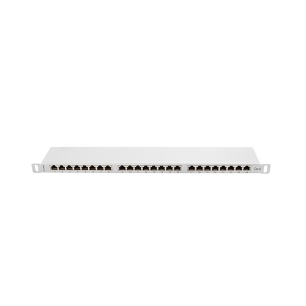 Lanberg PPS6-0024-S 19" 0,5U 24port Cat.6 FTP árnyékolt szürke patch panel