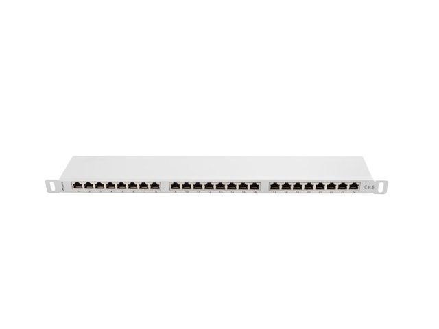 Lanberg PPS6-0024-S 19" 0,5U 24port Cat.6 FTP árnyékolt szürke patch panel