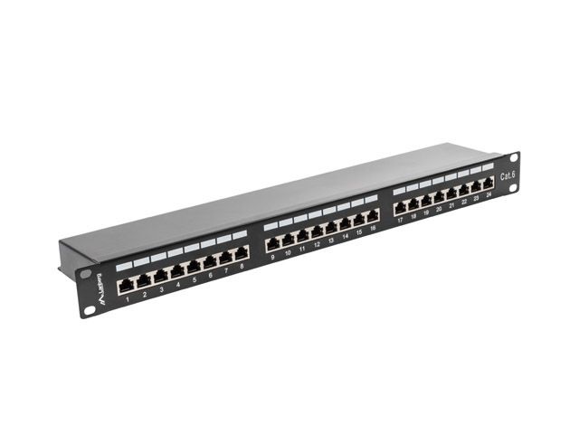 Lanberg PPS6-1024-B 19" 1U 24port Cat.6 FTP árnyékolt fekete patch panel