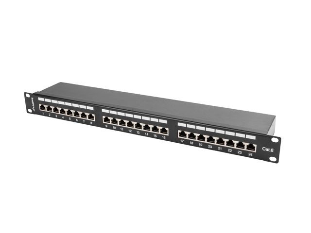 Lanberg PPS6-1024-B 19" 1U 24port Cat.6 FTP árnyékolt fekete patch panel