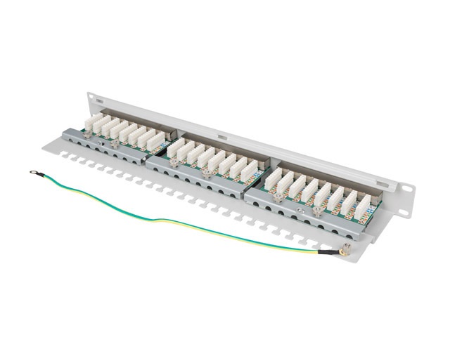 Lanberg PPS6-1024-S 19" 1U 24port Cat.6 FTP árnyékolt szürke patch panel