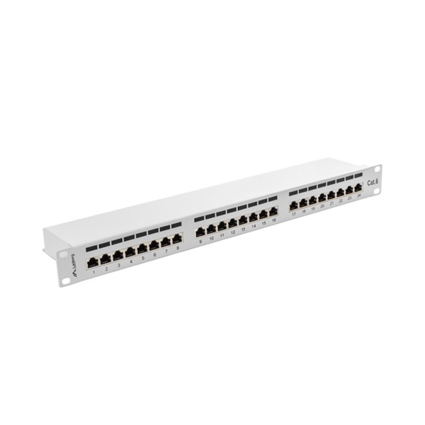 Lanberg PPS6-1024-S 19" 1U 24port Cat.6 FTP árnyékolt szürke patch panel