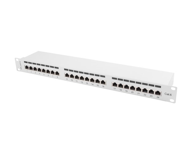 Lanberg PPS6-1024-S 19" 1U 24port Cat.6 FTP árnyékolt szürke patch panel