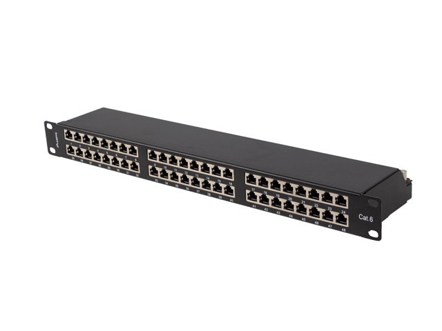 Lanberg PPS6-1048-B 19"/1U 48port Cat.6 FTP árnyékolt fekete patch panel