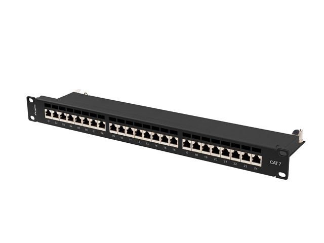 Lanberg PPS7-1024-B 19" 1U 24port Cat.7 FTP árnyékolt fekete patch panel