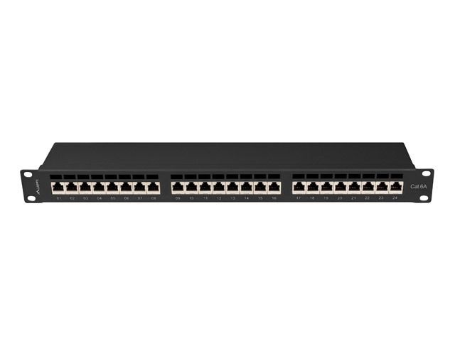 Lanberg PPSA-1024-B 19" 1U 24port Cat.6A FTP árnyékolt fekete patch panel