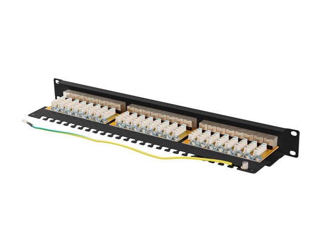 Lanberg PPSA-1024-B 19" 1U 24port Cat.6A FTP árnyékolt fekete patch panel