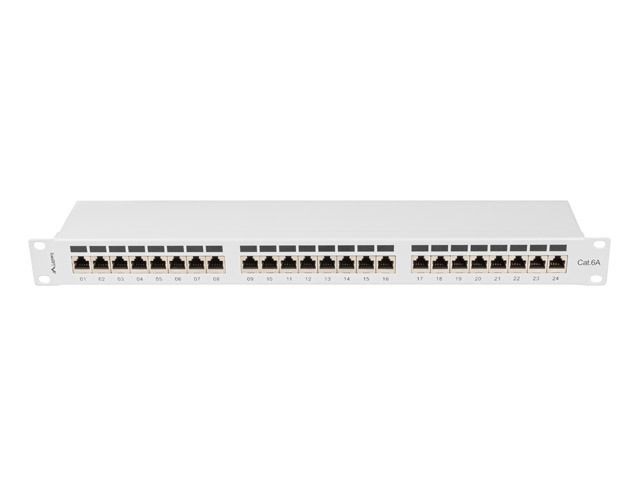 Lanberg PPSA-1024-S 19" 1U 24port Cat.6A FTP árnyékolt szürke patch panel