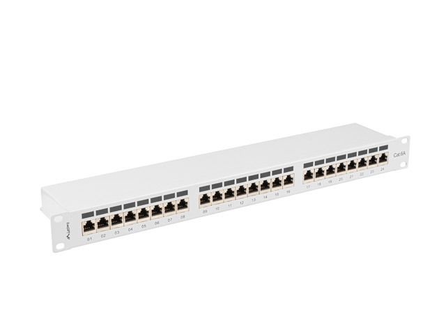Lanberg PPSA-1024-S 19" 1U 24port Cat.6A FTP árnyékolt szürke patch panel
