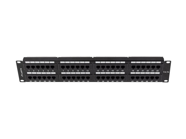 Lanberg PPU5-2048-B 19" 2U 48port Cat.5e UTP árnyékolatlan fekete patch panel
