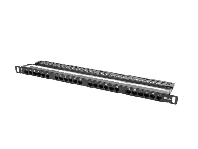 Lanberg PPU5-0024-B 19" 0,5U 24port Cat.5e UTP árnyékolatlan fekete patch panel