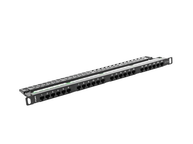Lanberg PPU5-0024-B 19" 0,5U 24port Cat.5e UTP árnyékolatlan fekete patch panel