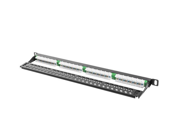 Lanberg PPU5-0024-B 19" 0,5U 24port Cat.5e UTP árnyékolatlan fekete patch panel