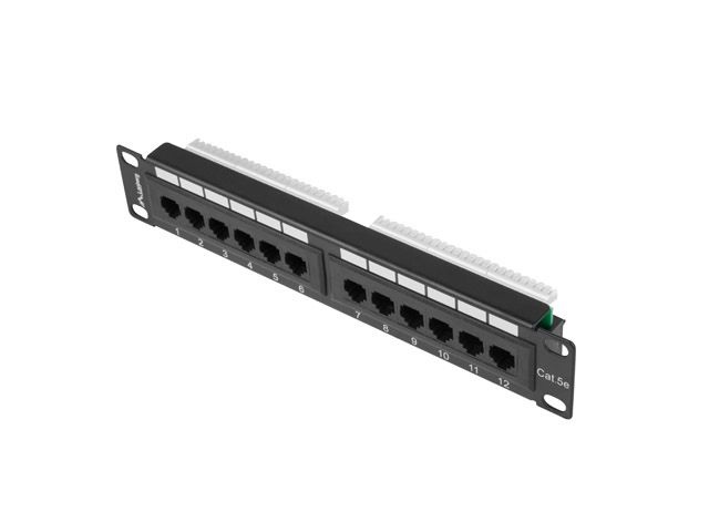 Lanberg PPU5-9012-B 10" 1U 12port Cat.5e UTP árnyékolatlan fekete patch panel