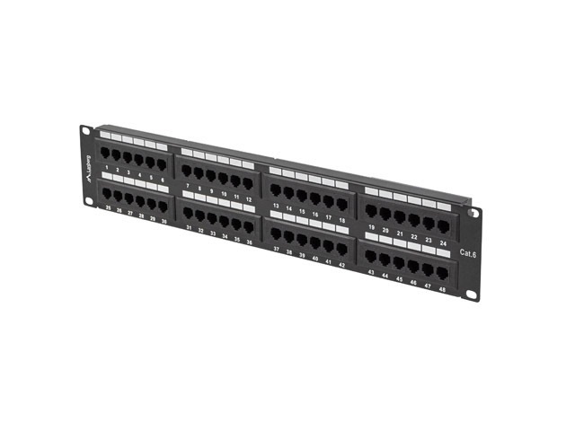 Lanberg PPU6-2048-B 19" 2U 48port Cat.6 UTP árnyékolatlan fekete patch panel
