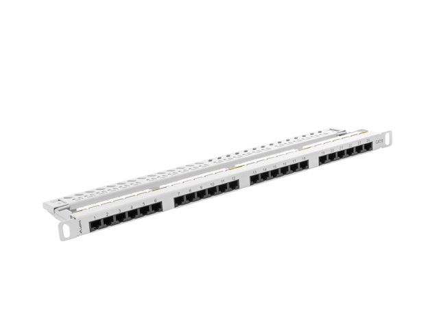 Lanberg PPU6-0024-S 19" 0,5U 24port Cat.6 UTP árnyékolatlan szürke patch panel