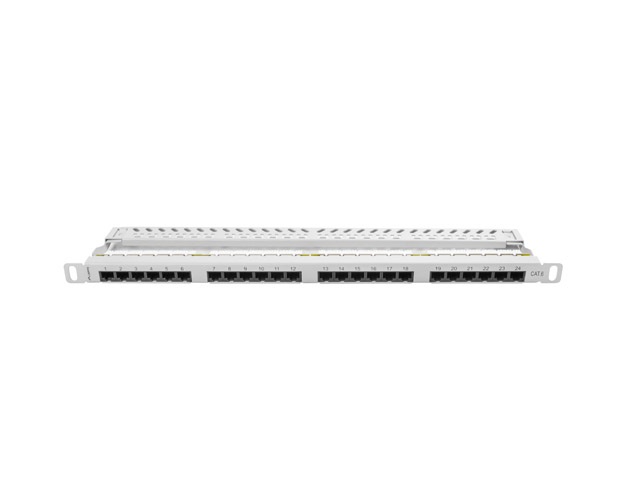 Lanberg PPU6-0024-S 19" 0,5U 24port Cat.6 UTP árnyékolatlan szürke patch panel