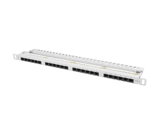 Lanberg PPU6-0024-S 19" 0,5U 24port Cat.6 UTP árnyékolatlan szürke patch panel