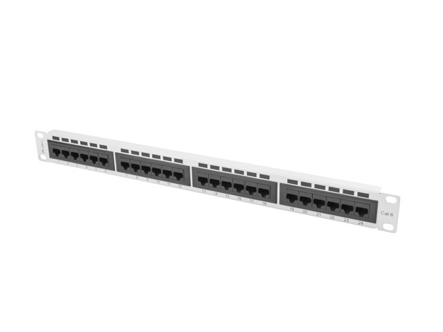Lanberg PPU6-1024-S 19" 1U 24port Cat.6 UTP árnyékolatlan szürke patch panel