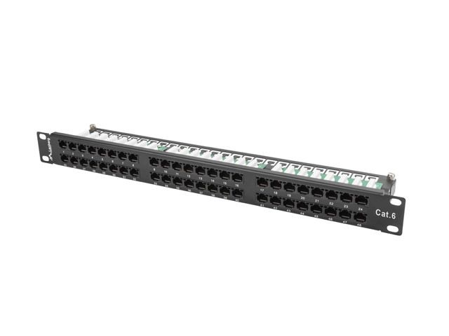 Lanberg PPU6-1048-B 19" 1U 48port Cat.6 UTP árnyékolatlan fekete patch panel