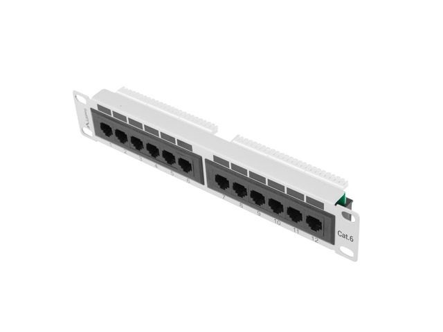 Lanberg PPU6-9012-S 10" 1U 12port Cat.6 UTP árnyékolatlan szürke patch panel