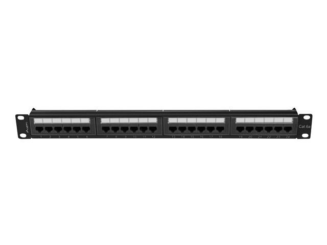 Lanberg PPUA-1024-B 19" 1U 24port Cat.6A UTP árnyékolatlan fekete patch panel