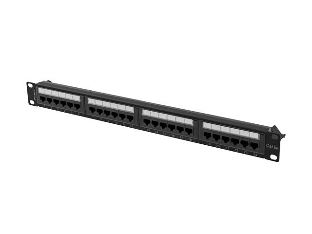 Lanberg PPUA-1024-B 19" 1U 24port Cat.6A UTP árnyékolatlan fekete patch panel