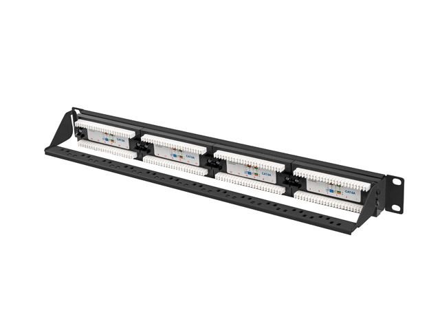 Lanberg PPUA-1024-B 19" 1U 24port Cat.6A UTP árnyékolatlan fekete patch panel