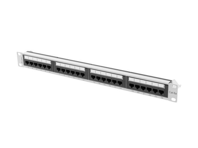 Lanberg PPUA-1024-S 19" 1U 24port Cat.6A UTP árnyékolatlan szürke patch panel