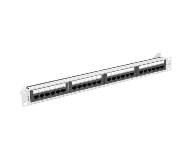 Lanberg PPUA-1024-S 19" 1U 24port Cat.6A UTP árnyékolatlan szürke patch panel